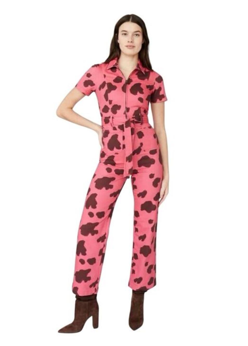 Rachel Antonoff Sal Jumpsuit moo pink cow print one piece novelty print size 4